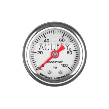 Acuity Brandstofdruk meter zilver 0-100 PSI (universeel) | ACU-1941-SLV | A4H-TECH / ALL4HONDA.COM