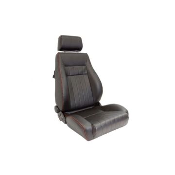 H-Gear Adjustable bucket seat type retro leather + red stiching (universal) | AUS-SS-64LR | A4H-TECH / ALL4HONDA.COM