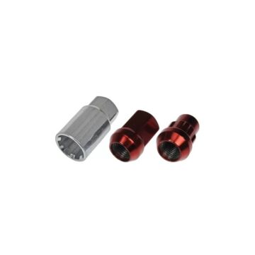 Dorman Wheel nuts / wheel locks M14x1.5 red conical 16 pieces (Honda Civic/Legend) | DM-713-675E | A4H-TECH / ALL4HONDA.COM