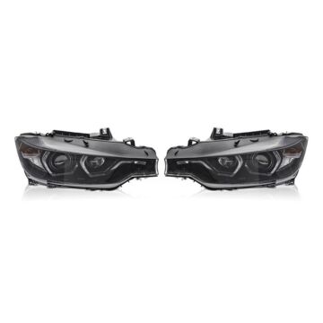 H-Gear DRL Koplampen zwart LED geel incl. E-MARK (BMW F30/F31 11-15) | HG-DRL-BMW-BLK | A4H-TECH / ALL4HONDA.COM