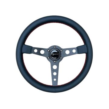 Vigor Monte Carlo (350mm) steering wheel leather 20mm deep red stitch (universal) | VG-79702 | A4H-TECH / ALL4HONDA.COM

