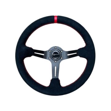 Vigor Daytona (350mm) steering wheel suède 70mm deep red stitch (universal) | VG-79706 | A4H-TECH / ALL4HONDA.COM

