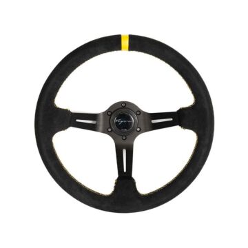 Vigor Daytona (350mm) steering wheel suède 70mm deep yellow stitch (universal) | VG-88009 | A4H-TECH / ALL4HONDA.COM

