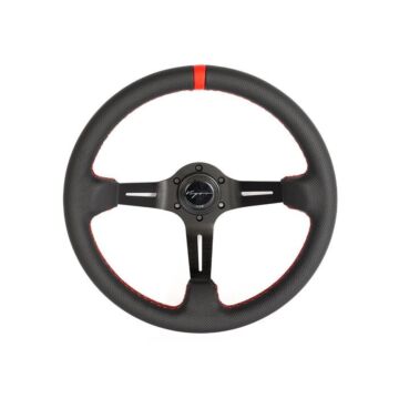 Vigor Daytona (350mm) steering wheel perforated leather 70mm deep red stitch (universal) | VG-88010 | A4H-TECH / ALL4HONDA.COM

