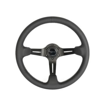 Vigor Daytona (350mm) steering wheel perforated leather 70mm deep white stitch (universal) | VG-88012 | A4H-TECH / ALL4HONDA.COM

