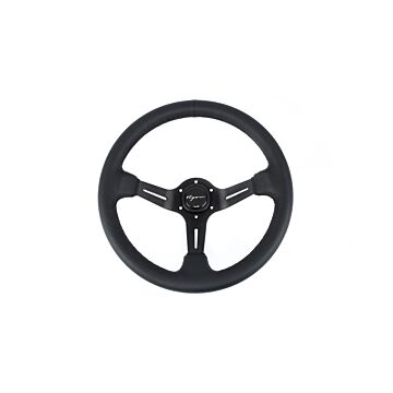 Vigor Daytona (350MM) steering wheel leather 70mm deep black stitch (universal) | VG-67131 | A4H-TECH.COM