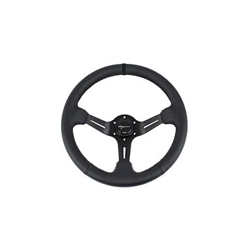 Vigor Daytona Three Line (350MM) steering wheel leather 70mm deep black stitch (universal) | VG-67132 | A4H-TECH.COM