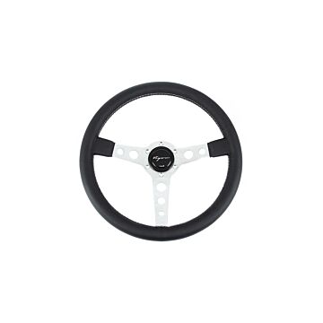 Vigor Monte Carlo (350MM) steering wheel leather 20mm silver spokes deep grey stitch (universal) | VG-67128 | A4H-TECH.COM