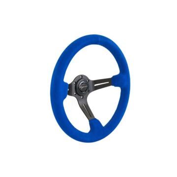 Vigor Daytona (350mm) steering wheel black/blue suède 70mm blue cross stitch (universal) | VG-102293 | A4H-TECH / ALL4HONDA.COM