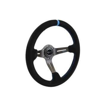 Vigor Daytona (350mm) steering wheel black/blue suède 70mm blue cross stitch (universal) | VG-102294 | A4H-TECH / ALL4HONDA.COM