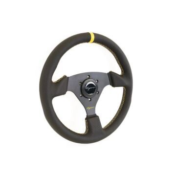 Vigor Monza (330mm) steering wheel black/yellow suède 30mm yellow cross stitch (universal) | VG-102295 | A4H-TECH / ALL4HONDA.COM