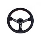 Vigor Daytona (350MM) steering wheel suede 70mm deep red stitch (universal) | VG-69397 | A4H-TECH.COM